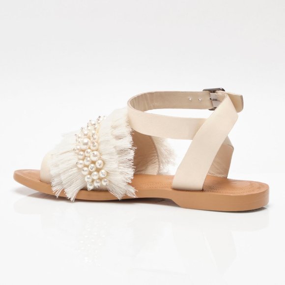 🎉LAST CHANCE🎉 FREE PEOPLE Sun Peaks Embellished Sandals / Ivory - Picture 6 of 12